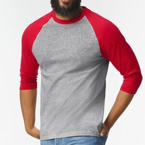 Adidas Triblend Raglan Three-Quarter Sleeve Red and Gray Tshirt Size Medium